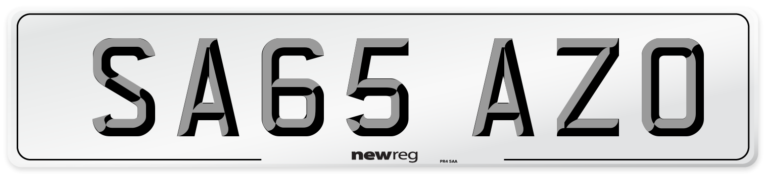 SA65 AZO Number Plate from New Reg
